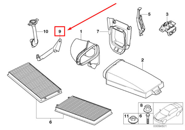 64116905262 - BMW 7 E65,E66 capacitor right water outlet hose 64116905262 6905262 ES
