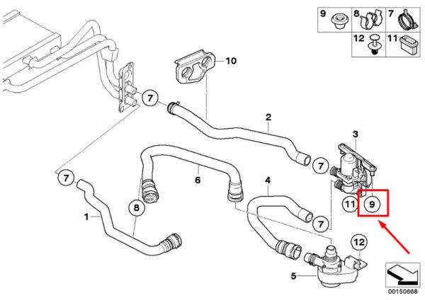 64116915444 - BMW 5 E60 engine water pump grommet 6915444 64116915444 NEW ORIGINAL