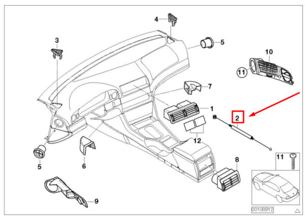 64118391800 - NEW BMW 5 E39 TEMPERATURE CONTROL BOWDEN CABLE 8391800 64118391800 GENUINE