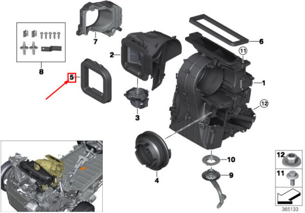 64119297756 - NEW MINI COOPER F55 FRESH AIR CONNECTION GASKET 64119297756 9297756 ORIGINAL