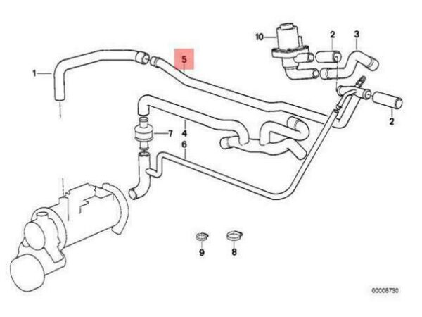 64121392161 - OEM BMW E31 COUPE INDEPENDENT HEATING WATER VALVE HOSE M 64121392161 NEW