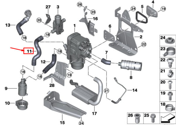 64126835261 - BMW 3 G20 engine coolant hose 64126835261 NEW ORIGINAL
