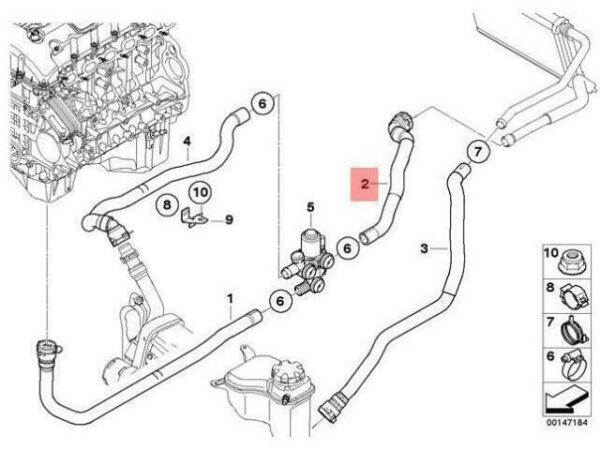64126953093 - OEM BMW E90 E91 HOSE RADIATOR CHANGEOVER VALVE 64126953093 GENUINE NEW