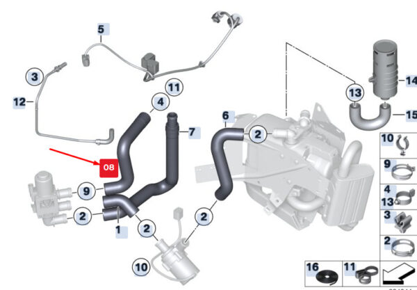 64129184365 - BMW 5 Gran Turismo F07 parking heating hose 64129184365, new, original
