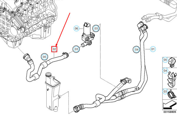 64213449195 - BMW X3 E83 engine inlet and heating control valve hose 64213449195 NEW