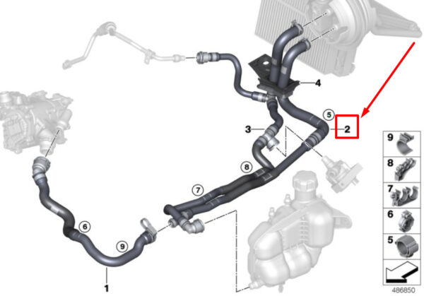 64216832803 - MINI COOPER F55 engine coolant inlet hose 64216832803 6832803 NEW ORIGINAL