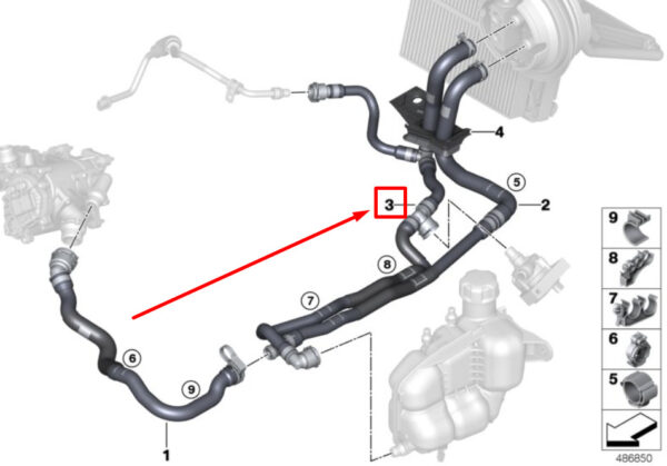 64216832804 - NEW MINI CLUBMAN F54 ENGINE COOLANT RETURN HOSE 64216832804 6832804 GENUINE