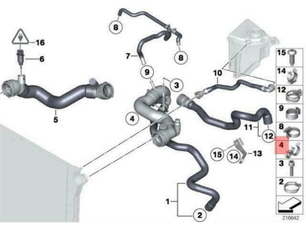 64216918118 - OEM BMW E65 E66 E70 E70N E71 RADIATOR COOLING HOSE CLAMP 64216918118 GENUINE