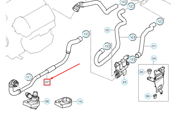 64216919107 - NEW BMW X5 E53 HOSE FOR WATER PUMP HEATER CONTROL VALVE 64216919107 04-05