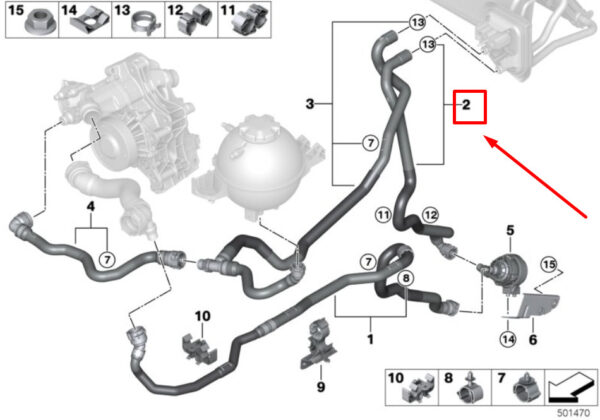 64218072951 - NEW BMW X4 F98 LINING COOLANT HOSE 8072951 64218072951 GENUINE
