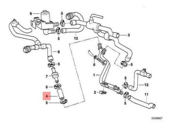 64218364911 - OEM BMW E38 SALOON INDEPENDENT HEATING WATER VALVE HOSE M 64218364911 NEW