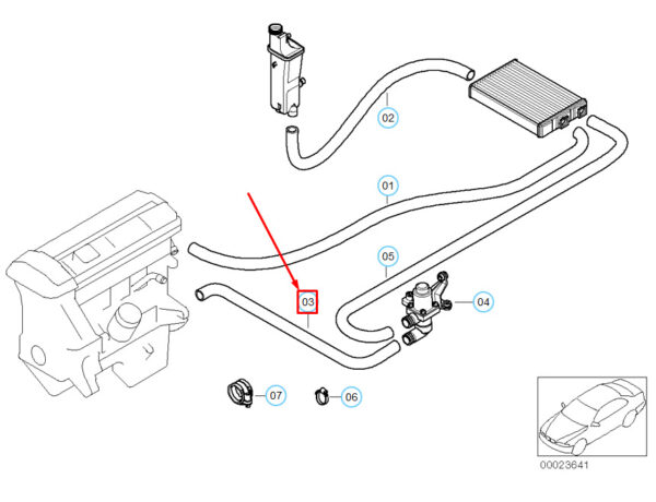 64218364981 - BMW 3 E46 hose for engine inlet and heating control valve 64218364981 NEW