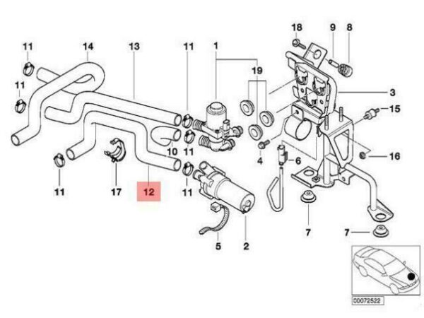64218377246 - OEM BMW E52 ROADSTER WATER HOSE INLET 1 M 64218377246 NEW