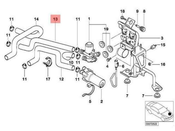 64218377248 - OEM BMW E52 ROADSTER AC WATER VALVE HOSE 64218377248 GENUINE NEW