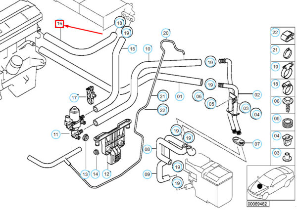 64218378953 - NEW BMW 5 E39 RADIATOR ENGINE RETURN HOSE LINE 64218378953 8378953 OEM