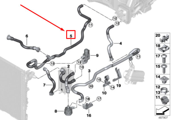 64219299630 - NEW BMW 5 G30 FUEL RETURN COOLANT HOSE 9299630 64219299630