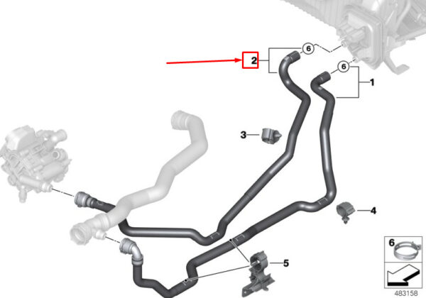 64219354463 - BMW X3 G01 engine coolant return hose 64219354463 NEW original