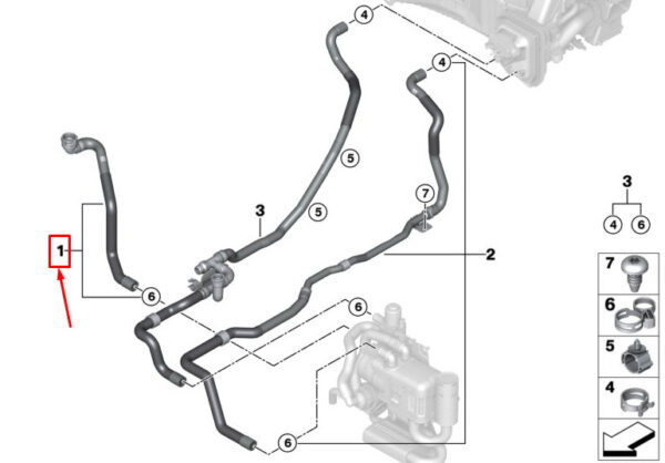 64219398810 - BMW X7 G07 engine coolant supply hose 6421939810 NEW ORIGINAL