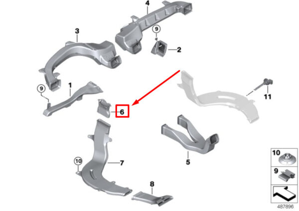 64227415164 - NEW BMW X3 G01 REAR RIGHT INSTRUMENTAL CHANNEL 7415164 64227415164 ORIGINAL