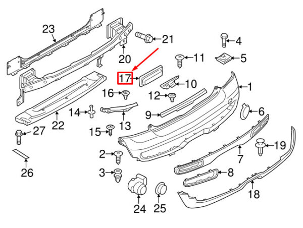 64229242798 - MINI CONVERTIBLE R57 REAR BUMPER BREATHER 64229242798 NEW GENUINE
