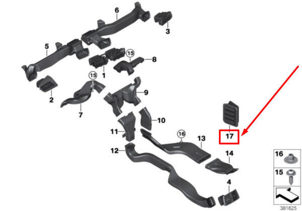 64229315934 - NEW BMW X2 F39 REAR RIGHT VENT WITH ABSORBER 64229315934 9315934 GENUINE