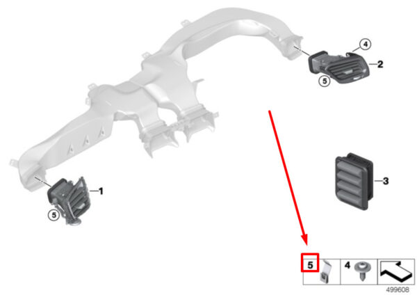 64229871824 - NEW BMW Z4 G29 DASHBOARD AIR BREATHER CLAMP 9871824 64229871824 GENUINE