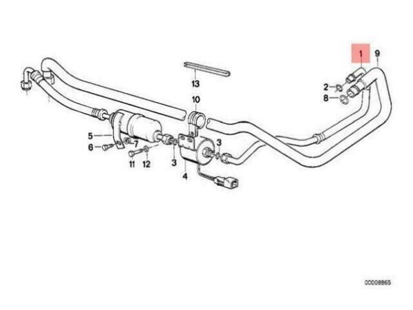 64531380307 - OEM BMW E24 COUPE AC COOLANT PIPE M 64531380307 NEW