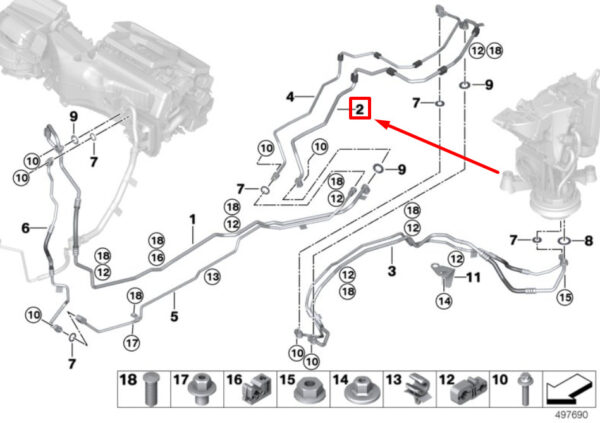 64536813590 - BMW X7 G07 rear underbody suction line 6813590 64536813590 NEW original