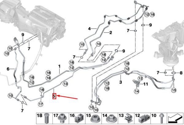 64536813592 - BMW X7 G07 underfloor pressure line 64536813592 NEW ORIGINAL