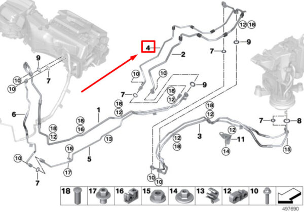 64536813593 - NEW BMW X7 G07 UNDERFLOOR PRESSURE LINE 6813593 64536813593 ORIGINAL