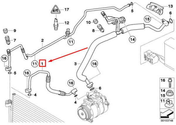 64536910804 - NEW BMW 5 E60 A/C HOSE 6910804 64536910804 ORIGINAL