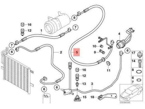 64536923958 - OEM BMW E46 CABRIO EVAPORATOR COMPRESSOR SUCTION PIPE 64536923958 NEW