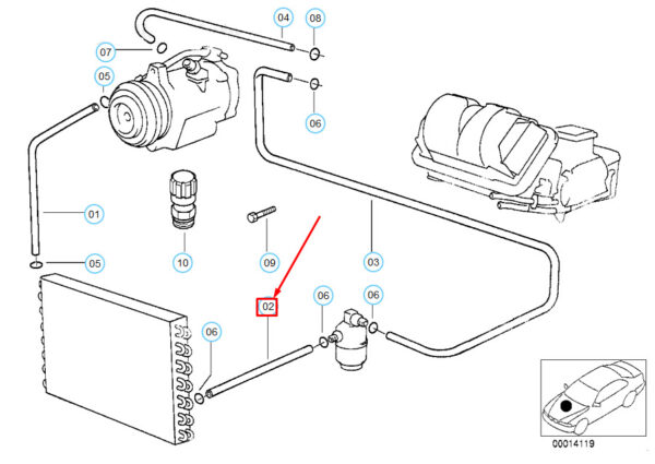 64538378480 - NEW BMW 7 E38 AC CONDENSER DRYER COOLANT PRESSURE HOSE 64538378480 OEM