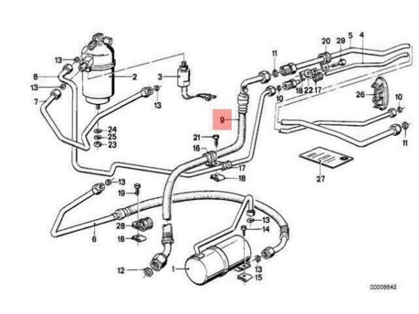 64539067597 - Genuine BMW 6 E24 Compressor Intake Hose 64539067597