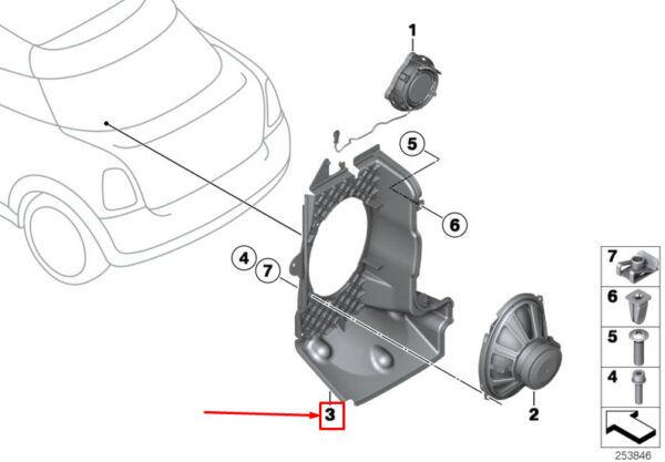 65132758932 - MINI COUPE R58 REAR RIGHT SPEAKER BRACKET 65132758932 NEW GENUINE