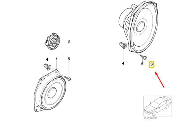65139142511 - MINI COOPER R50 Harman Kardon Rear Speaker 65139142511 NEW REAL