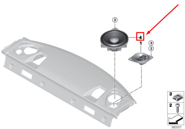 65139288770 - NEW MINI R61 DASHBOARD STEREO MID-RANGE SPEAKER 65139288770 9288770 ORIGINAL