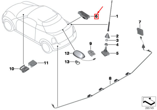 65203453954 - NEW MINI COUPE R58 ANTENNA AMPLIFIER DIVERSITY 3453954 65203453954 GENUINE