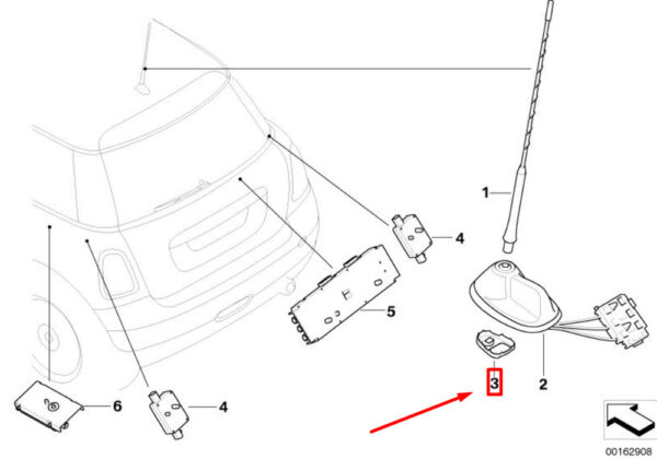 65203456141 - NEW OEM MINI COOPER R56 ANTENNA BASE HOLDER 65203456141 3456141 GENUINE