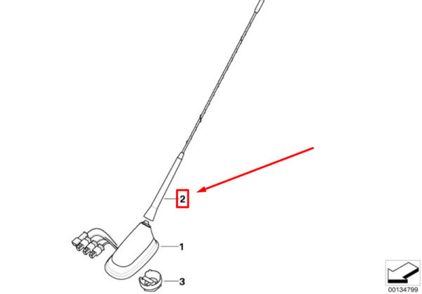 65206930294 - MINI CONVERTIBLE R52 Antenna Rod 65206930294 6930294 NEW GENUINE
