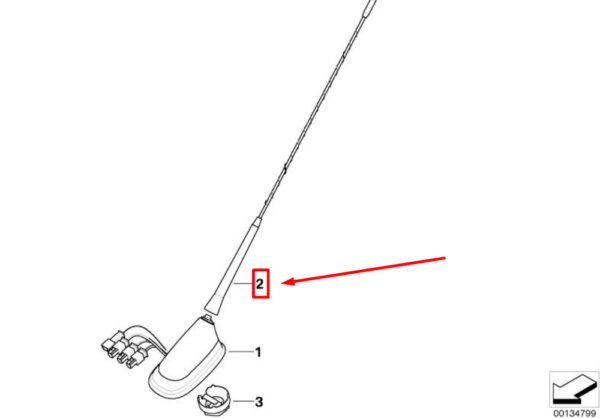 65206930350 - MINI CONVERTIBLE R52 Antenna Rod 65206930350 6930350 NEW REAL