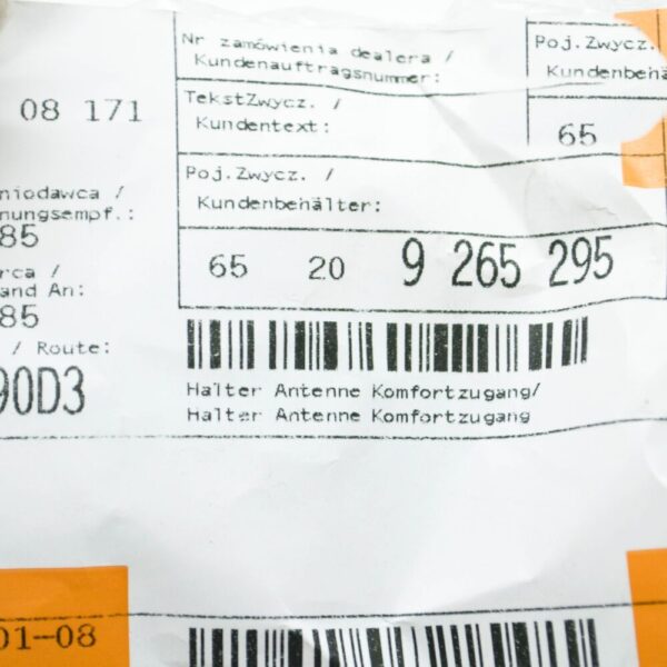 65209265295 - MINI COOPER F56 Comfort Access Antenna Bracket 65209265295 9265295 NEW GENUINE