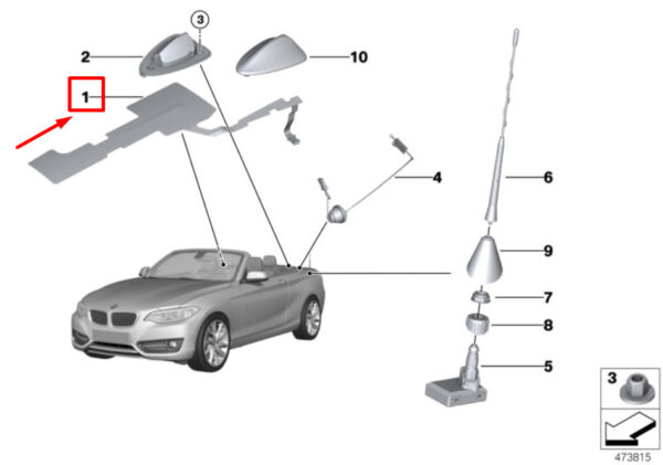 65209277815 - NEW BMW 2 CONVERTIBLE F23 ANTENNA FILM STRIPS 9277815 65209277815 ORIGINAL