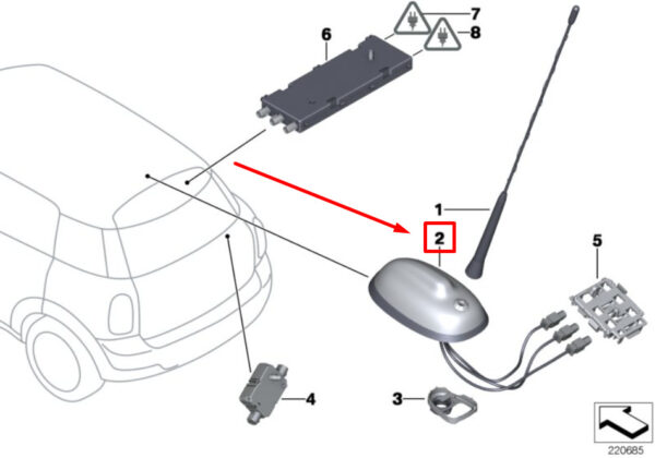 65209803846 - NEW MINI-LANDSMANN R60 ROOF ANTENNA 65209803846 9803846 ORIGINAL