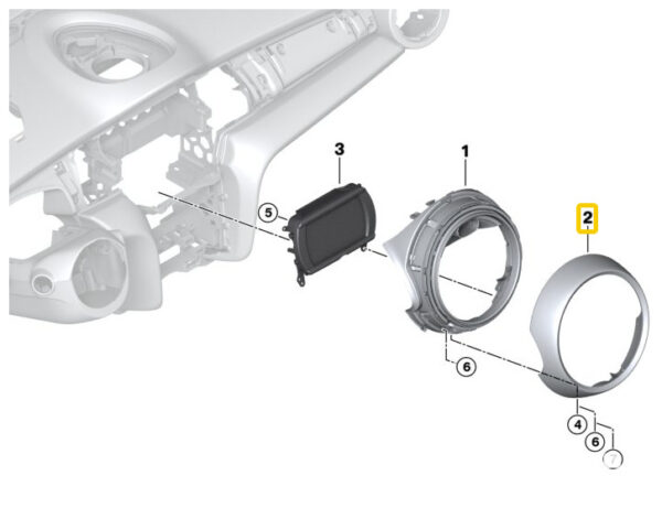 65509338327 - MINI New Genuine F56 F57 JCW Instrument Display Calibration Blind Ring Led Trim