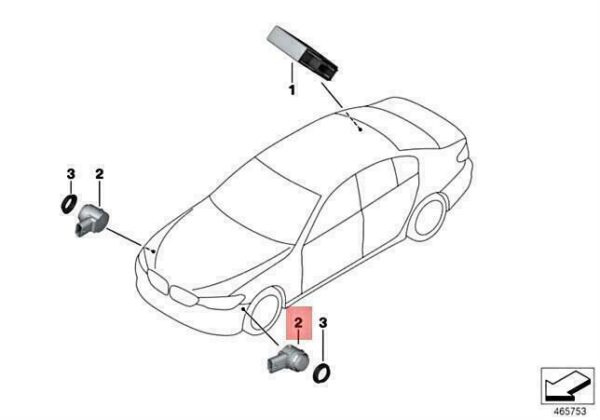 66206819067 - OEM BMW M5 F90 G30 G31 G32 G38 518D ULTRASONIC SENSOR BLUESTONE 66206819067 NEW