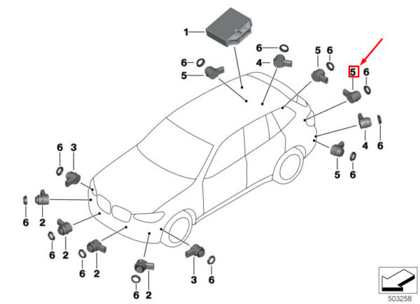 66206840234 - BMW X3 G01 Rear Parking Sensor 66206840234 NEW GENUINE