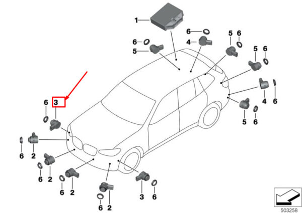66206840238 - BMW X3 G01 PDC Parking Sensor 66206840238 NEW GENUINE