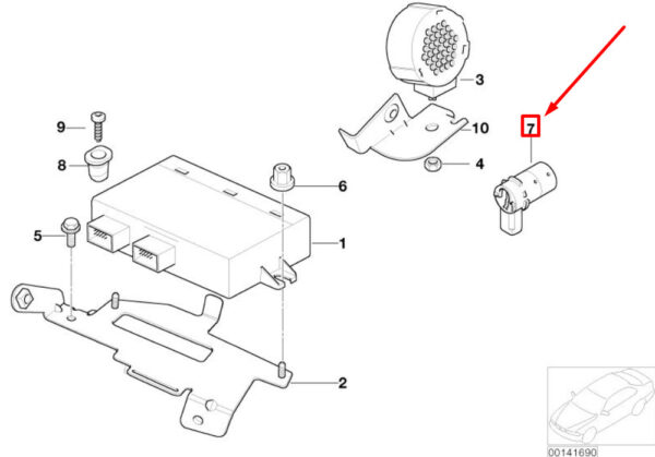 66206917552 - NEW MINI COOPER R50, R53 PDC SENSOR BRITISH RACING 6917552 66206917552 ORIGINAL