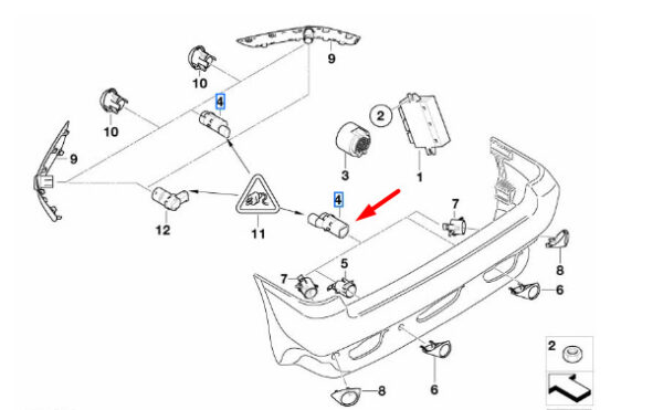 66206989069 - BMW X5 E53 rear bumper PDC sensor 66206989069 6989069 NEW REAL